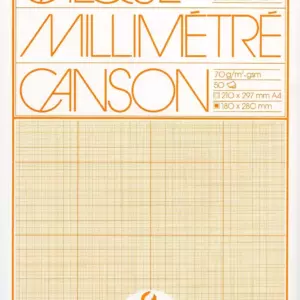 Калька миллиметровая CANSON, 70г/м2, 21х30см (А4), Оранжевая сетка, 50 листов